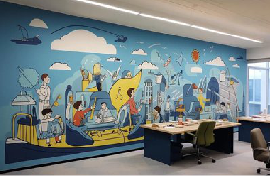 来凤办公室墙绘的特点。